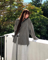 Timin Check Collar Pocket Loose-Fit Long Sleeve Shirt