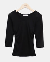 ナイロンVネックサイドシャーリング7スリーブTシャツ