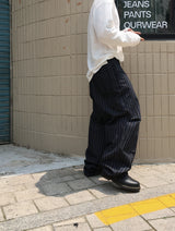 No.1300 N stripe denim wide PT