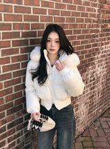 #Winter 2WAYファーフードクロップパディング (3color)