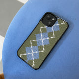 CLASSIC ARGYLE GLASS BUMPER CASE_KHAKI