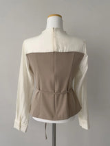 [Belt SET] Souffle Pintuck Layered Blouse