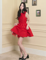 [LADY LINE] Ophelia Ribbon Point Sleeveless short Balloon Dress Red