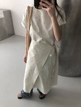 Jeure Wrap Roll-up Short Sleeve Long Dress