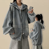 Wort Big Hood Overfit Denim Two Way Hooded Zip-Up Jumper 