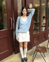Mohair button V neck knit