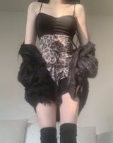 Katsumi Loose-Fit Fur Cardigan (Black)