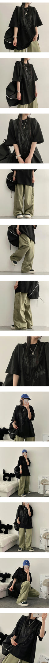 Redile スリットワイドナイロンパンツ
