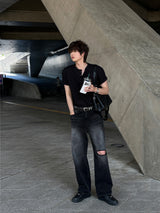 LMN リベット3ボタンワッフル半袖Tシャツ (3 colors)