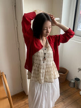 26SS★ [BAONHAUS] Korine Flower Shirring Sleeveless Blouse