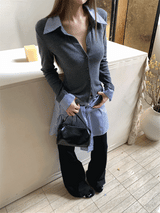 Stripe Collar Burton Long Sleeve Cardigan
