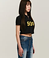 939 LOGO COLLAR CROP TOP (BLACK)