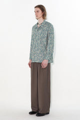 Retro style cashew flower Cuban collar straight long-sleeved floral shirt