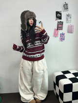 ノルディックスノーフラワーディアニット🦌❤💙🩶3COLOR