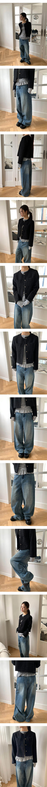 Minimal two pocket tweed jacket(2color)