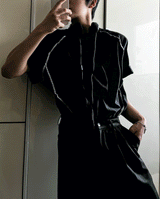 mariru overlock short-sleeved T-shirt
