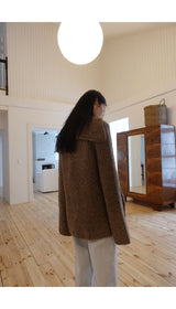 Earl grey alpaca cardigan (muffler set)