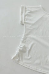 Unbalanced off-shoulder lettering short-sleeved T-shirt