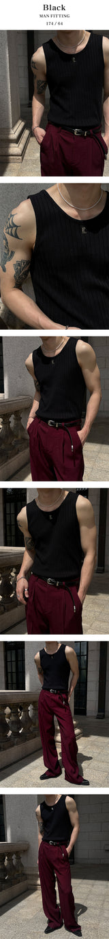 [S/S] High ribbed logo sleeveless(6color)