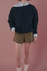 Cinnamon cable knit_navy