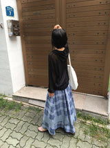 Juel Vintage Check Banding Long Skirt