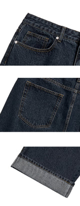 Basic denim pants (dark blue)