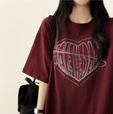 フェイスハートボクシーフィット半袖Tシャツ