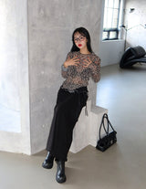 leopard leopard see-through T-shirt