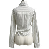 Striped side shirring slim fit long sleeve shirt (3 colors)