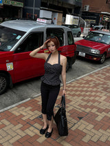 dot halter neck smoke blouse