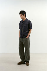 セミカーブヘリンボーンツイルパンツ (Khaki)