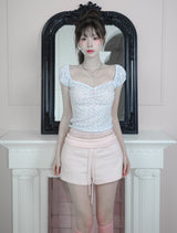 [MADE] Coquette Lace Shirred Fold-Over Shorts