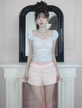 [Limited quantity] Coquette Lace Shirred Fold-Over Shorts