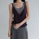 [Elonti] Ribbed Wave Wrap Sleeveless Top - 6 Colors