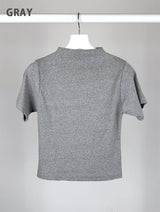 RIBBED HALF NECK TEE (4C)
