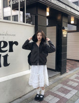 [UNISEX] テリーベーシックルーズフィット2WAYフードジップアップ (4color)