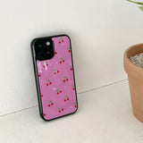 cherry glossy glass bumper case (pink)