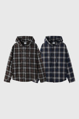 Bear Wrinkle Check Hood Shirt