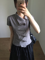 Unbalanced draping blouse (2color)