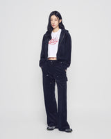 25FW WOMAN ベルベットフーディージャケット ブラック