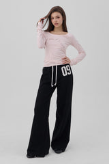 09 Numbering straight pants, Black