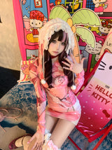 allbubble ピンクワールドレースフードTシャツ