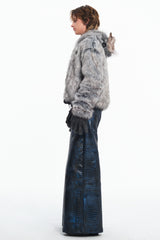 Embryo special imitation crocodile leather pants