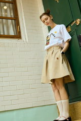 ベージュパピーホワイト半袖tシャツ