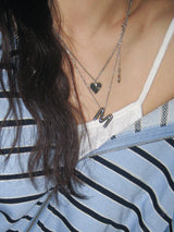 Chubby initial necklace (7 Letters, Silver) 