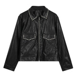 Bono Stud Leather Short Jacket