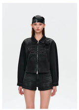 13DE MARZO Denim Frayed Embroidered Jacket