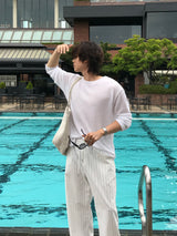 LMN Summer Linen U-Neck Long Sleeve Tee (5 colors)