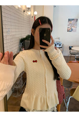 ツイステッドフリルニットロングスリーブカーディガン