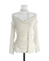 romang drape cut off-shoulder bl tie set